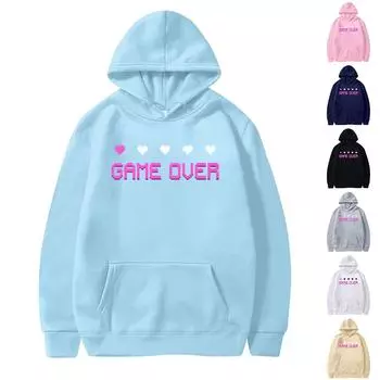 Женская свободная толстовка с капюшоном и длинными рукавами с круглым вырезом и принтом в виде букв XXL розовый