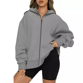 Женская свободная толстовка с капюшоном и застежкой-молнией, напечатанная на 3D-принтере, для осени и зимы S