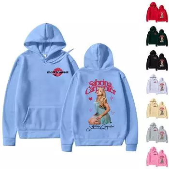 Женская свободная толстовка с капюшоном из бархата с длинными рукавами и однотонным принтом на завязках L чёрный