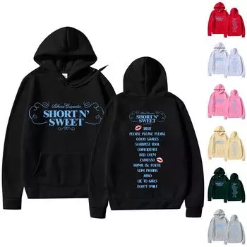 Женская свободная толстовка с капюшоном из бархата с длинными рукавами и однотонным принтом на завязках L чёрный