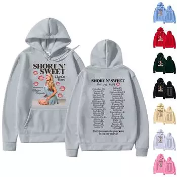 Женская свободная толстовка с капюшоном из бархата с длинными рукавами и однотонным принтом на завязках L чёрный