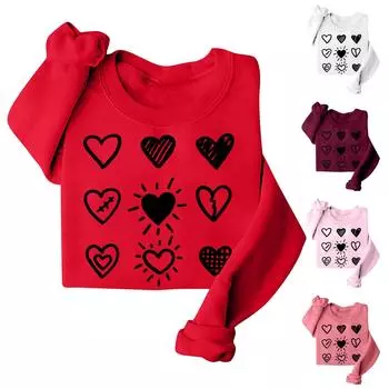 Женская свободная толстовка с капюшоном с принтом, повседневная модная спортивная толстовка XXL красный