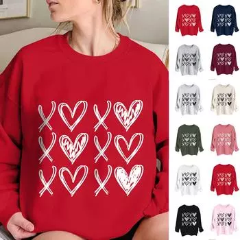 Женская свободная толстовка с капюшоном с принтом, повседневная модная спортивная толстовка XXL красный