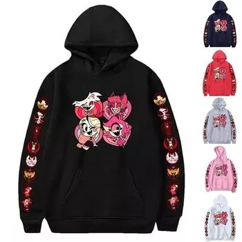 Женская свободная толстовка с капюшоном с принтом, повседневная модная спортивная толстовка M чёрный