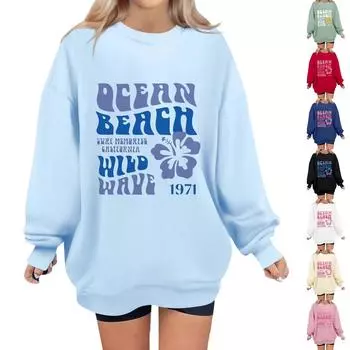 Женская свободная толстовка с капюшоном с принтом, повседневная модная спортивная толстовка L