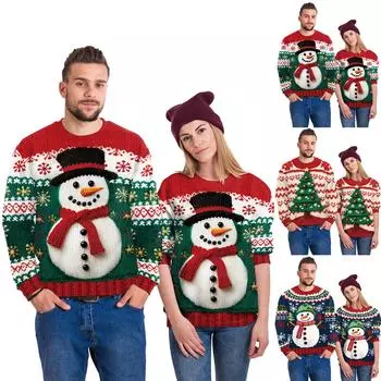 Женская свободная толстовка с круглым вырезом, свободного покроя, с рождественским принтом L синий