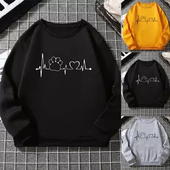 Женская свободная толстовка с принтом и круглым вырезом, с длинными рукавами, на осень-зиму S белый