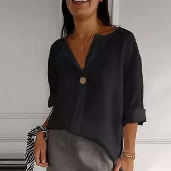 Женская свободная туника с V-образным вырезом, блузка, повседневная свободная льняная рубашка с коротким рукавом, топы, уличная одежда, спортивная рубашка, свободные топы, туника XXXXXL белый