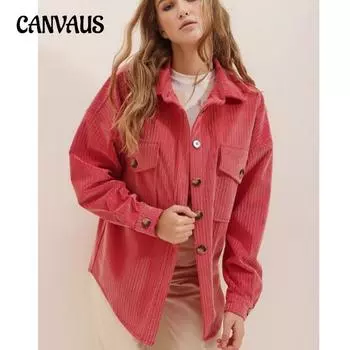 Женская свободная вельветовая рубашка-кардиган с длинным рукавом большого размера S арбуз красный