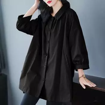 Женская свободная ветровка, весенняя, большого размера, свободная повседневная куртка XXXXXXL чёрный