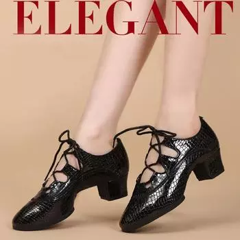 Женская танцевальная обувь для бальных танцев, современная танцевальная обувь для латиноамериканского танго, джазовые короткие сапоги для девочек/женские квадратные туфли 34 чёрный