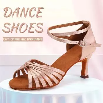 Женская танцевальная обувь для девочек, профессиональная обувь для бальных танцев, латинского танго, высокие каблуки 34 чёрный