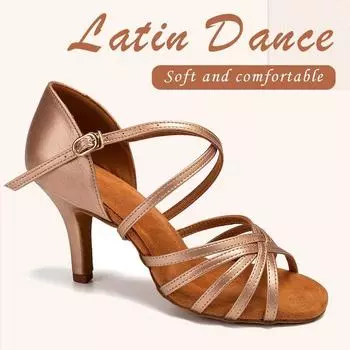 Модные женские туфли для латиноамериканских танцев, танго, вальса, ча-ча-ча, бальных танцев, стандартные туфли для вечеринок, туфли для танцев из искусственной кожи, каблук 8 см 34 бронзовый