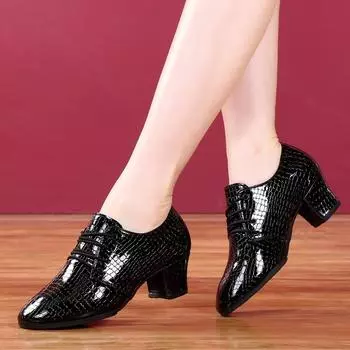 Танцевальная обувь на среднем каблуке Женская танцевальная обувь Обувь для моряцких танцев Обувь для квадратных танцев Женская обувь для современных танцев 35 чёрный