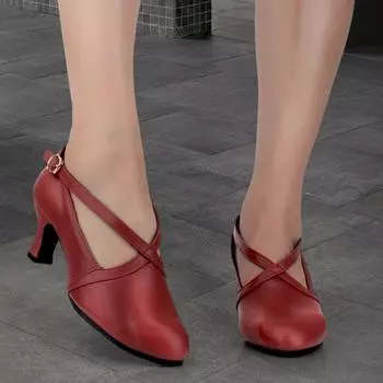 Женская танцевальная обувь на среднем каблуке 5,5 см, обувь для латинских танцев, современная обувь для бальных танцев 34 чёрный