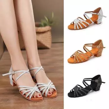 Женская танцевальная обувь, обувь для латинских бальных танцев, женская обувь для девочек, танцевальная обувь для сальсы 30 чёрный