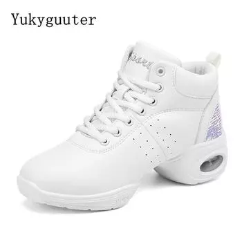 Женская танцевальная обувь, современные джазовые кроссовки с мягкой подошвой, кожаные дышащие легкие женские танцевальные туфли для фитнеса, спортивная обувь 40