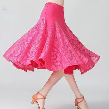 Женская танцевальная одежда Юбка Элегантная тренировочная юбка Юбки для бальных танцев Юбки для латиноамериканских танцев Одежда для выступлений Юбки для танцев Танго Вальс one size фиолетовый