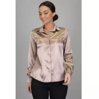 Женская темно-бежевая атласная домашняя одежда из лайкры с длинными рукавами, рубашка высокого качества