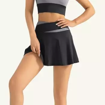 Женская теннисная юбка легкая юбка для гольфа фитнес пиклбол йога плиссированная спортивная юбка L чёрный