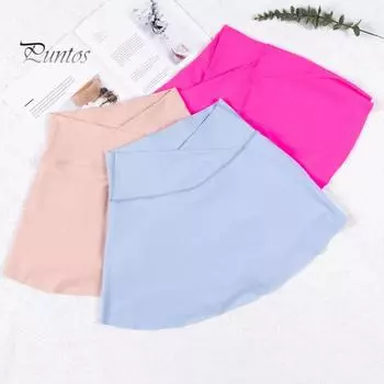 Женская теннисная юбка с карманом и высокой талией для гольфа, летняя повседневная спортивная юбка для бега, пиклбола, тренировок с внутренними шортами S светло-синий