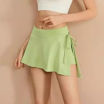 Женская теннисная юбка с высокой талией, разрезами и вшитыми шортами