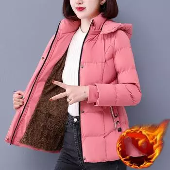 Женская теплая куртка с капюшоном, утепленная повседневная куртка с подкладкой и молнией 4XL