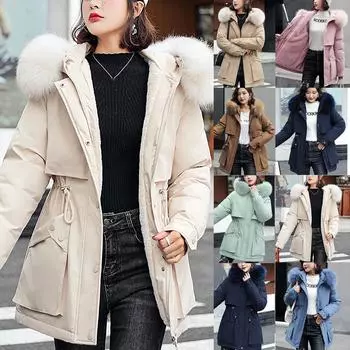 Женская теплая однобортная хлопковая куртка больших размеров с капюшоном средней длины, тонкий кардиган, пальто M розовый