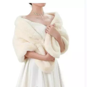 Женская теплая однотонная шаль из искусственного меха, мягкая удобная модная шаль из искусственного меха, накидка для свадебной вечеринки, синяя искусственная шерсть one size