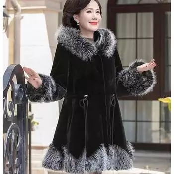 Женская теплая плюшевая куртка с капюшоном, повседневная куртка большого размера, теплая свободная куртка для снега 6XL