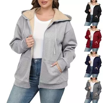 Женская теплая плюшевая толстовка с капюшоном L чёрный