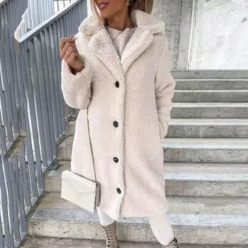 Женская теплая повседневная винтажная куртка реглан с длинными рукавами и пуговицами спереди с карманами, пальто и верхняя одежда M коричневый