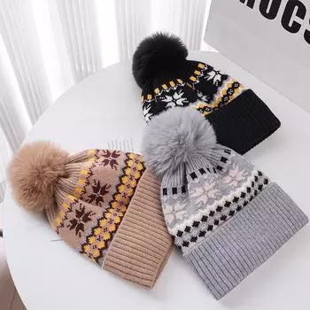 Женская теплая шапка вязаная шапка для верховой езды ветрозащитная шапка осень и зима 1 pc розовый