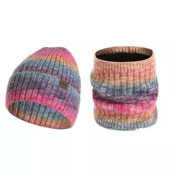 Женская теплая шерстяная шапка, вязаная из утолщенного бархата, взрослая шапка, шарф, комплект из двух предметов One Size хаки