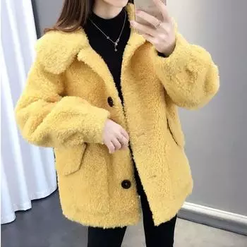 Женская теплая шуба из искусственного плюша, куртка на осень-зиму, свободное короткое пальто XXL зелёный