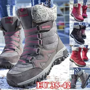 Женская теплая уличная прогулочная обувь, нескользящие износостойкие лыжные ботинки 37 чёрный