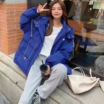 Женская теплая утолщенная свободная студенческая утолщенная куртка с капюшоном, модная белая парка с рукавами «летучая мышь» для женщин S белый