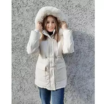 Женская теплая верхняя одежда с капюшоном, осенне-зимняя, больших размеров. Утепленная и утолщенная, свободная молния на шерстяном воротнике для защиты от холода. XL