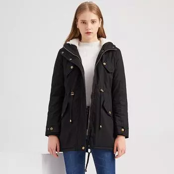 Женская теплая зимняя парка с капюшоном, плюшевая флисовая подкладка, длинная утепленная куртка-пуховик, ветровка, повседневная рабочая одежда, повседневная спортивная верхняя одежда на открытом воздухе, S-5XL M красный