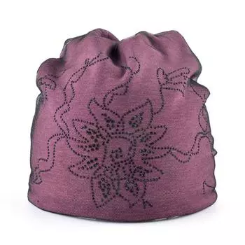 Женская теплая зимняя шапка, женская элегантная шапка с сеткой, женская модная шапка со стразами и цветком, шапка 55-58cm серый