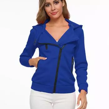 Женская термодлинная куртка с капюшоном на молнии, теплое пальто с капюшоном, повседневные куртки M синий