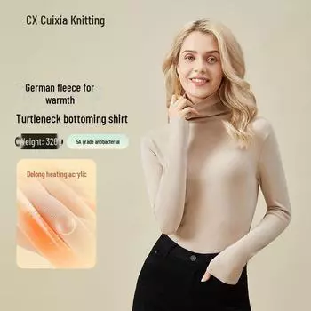 Женская терморубашка с воротником из ворса Delong - смесь кашемира с гиалуроновой кислотой, облегающая, антибактериальная, эластичная, теплая. M