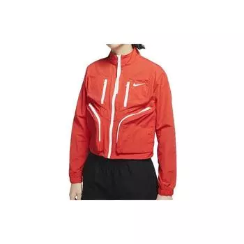 Женская тканая куртка Nike с контрастной полосой и карманом, верхняя одежда оранжевого цвета CU6037-673 L