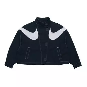 Женская тканая куртка Nike Sportswear Swoosh с симметричным воротником-стойкой, черная DD5585-010 XL