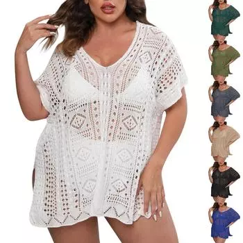 Женская тканая рубашка больших размеров с глубоким V-образным вырезом и внешней блузкой One Size армия зеленый