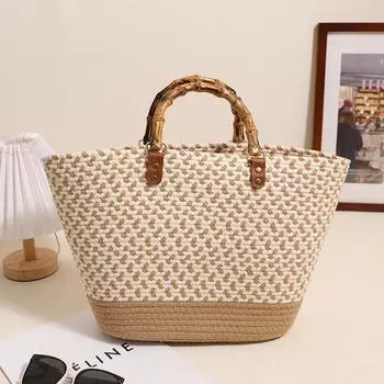 Женская тканая сумка-тоут, модная тканая сумка-корзина, большая вместительная летняя пляжная сумка, лоскутная тканая пляжная сумка для пляжного отдыха чёрный