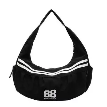 Женская тканевая сумка, модная, спортивная, для отдыха, большая вместимость, холщовая, переносная, сумка через плечо, женская, студенческая, легкая сумка чёрный