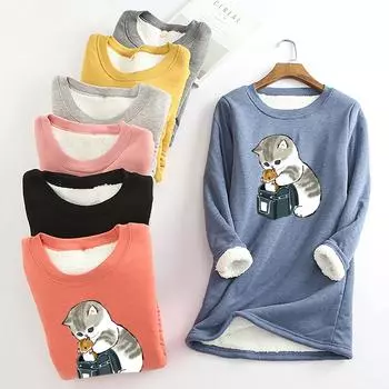 Женская толстая флисовая толстовка с леопардовым принтом, бархатное теплое нижнее белье с круглым вырезом, топ XXXL