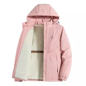 Женская толстая хлопковая куртка с капюшоном, зимнее пальто с принтом в парном стиле для папы, теплая куртка, свободная ветрозащитная хлопковая куртка XXXXL розовый
