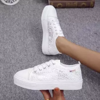 Женская толстая подошва с дышащими вставками повседневная обувь 35 белый